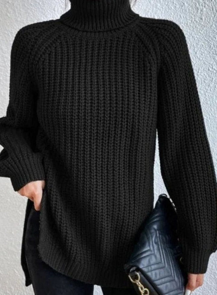 Elin | Stickad tröja Dam oversized med polokrage
