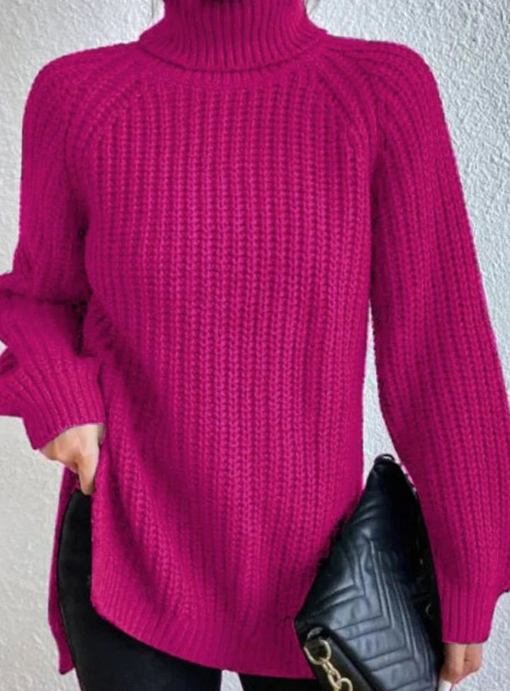 Elin | Stickad tröja Dam oversized med polokrage
