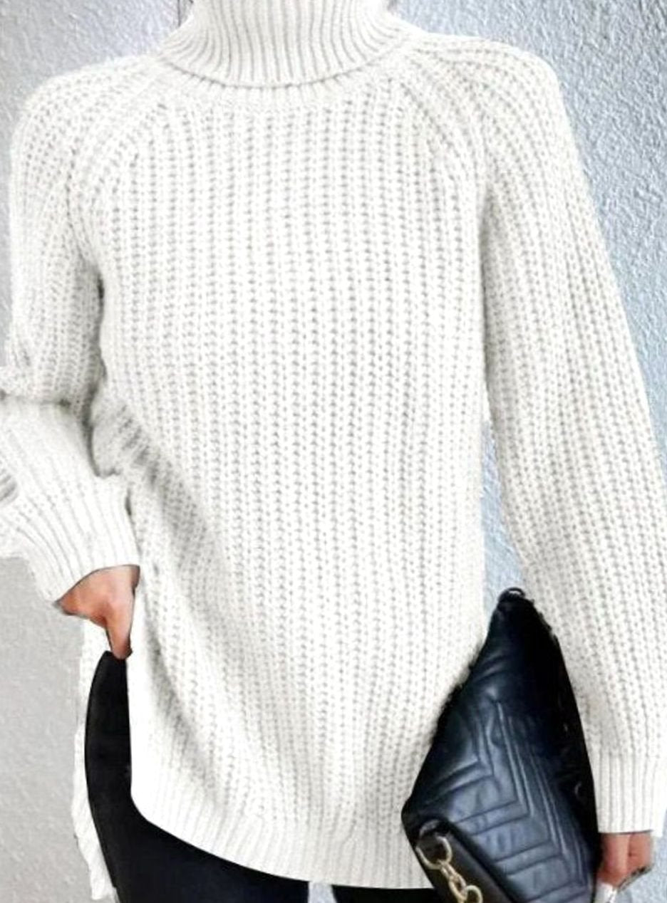 Elin | Stickad tröja Dam oversized med polokrage