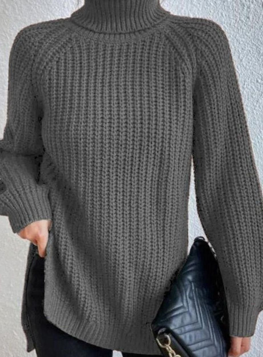 Elin | Stickad tröja Dam oversized med polokrage