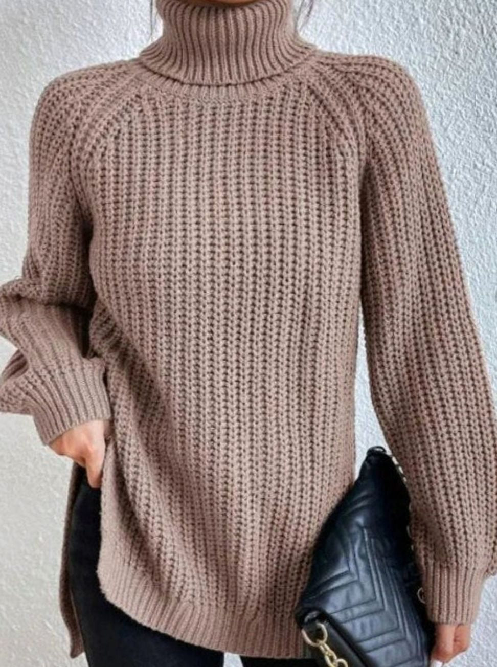 Elin | Stickad tröja Dam oversized med polokrage