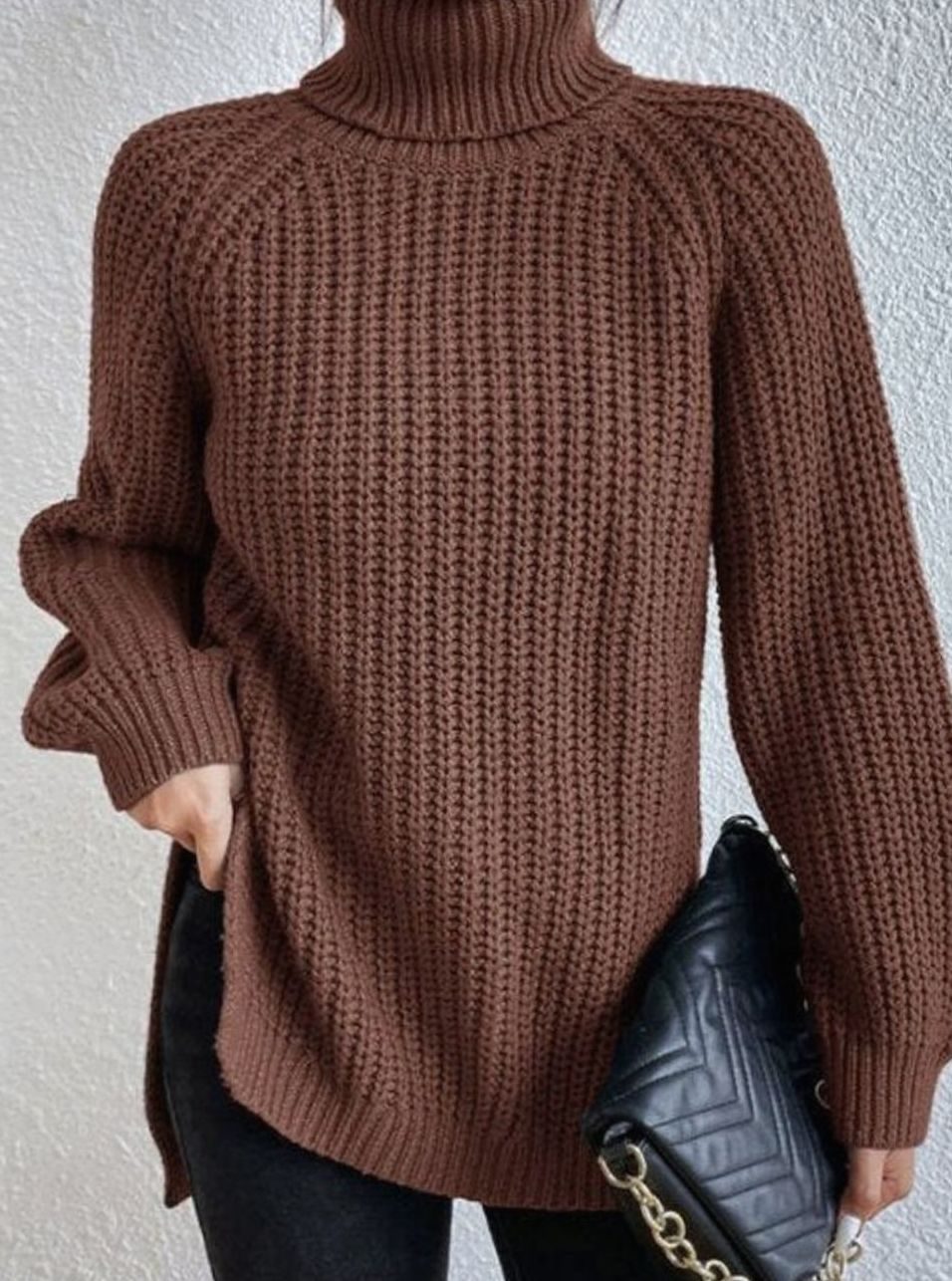 Elin | Stickad tröja Dam oversized med polokrage