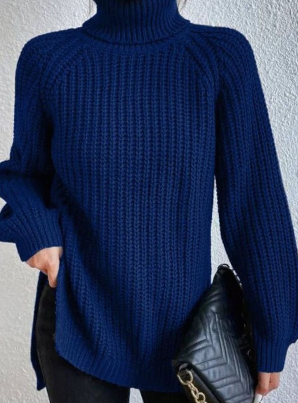 Elin | Stickad tröja Dam oversized med polokrage