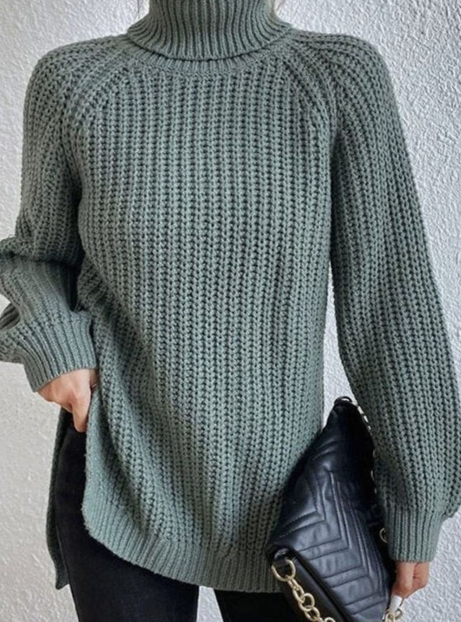 Elin | Stickad tröja Dam oversized med polokrage