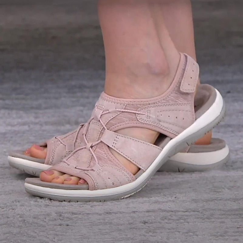 Ortopediska öppna sandaler med bred rem för kvinnor