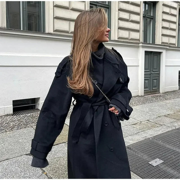 Frida | Trenchcoat Dam dubbelknäppt med skärp