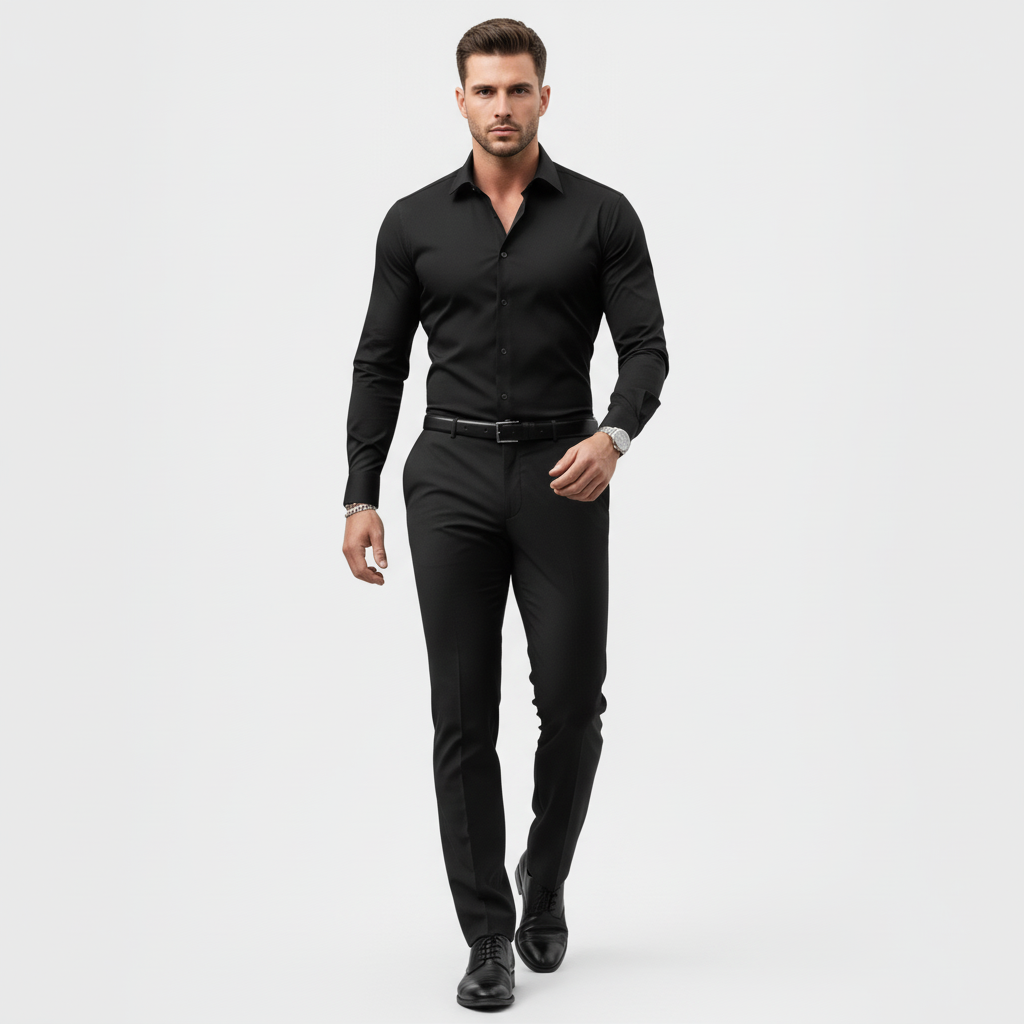 Slim fit långärmad skjorta för män