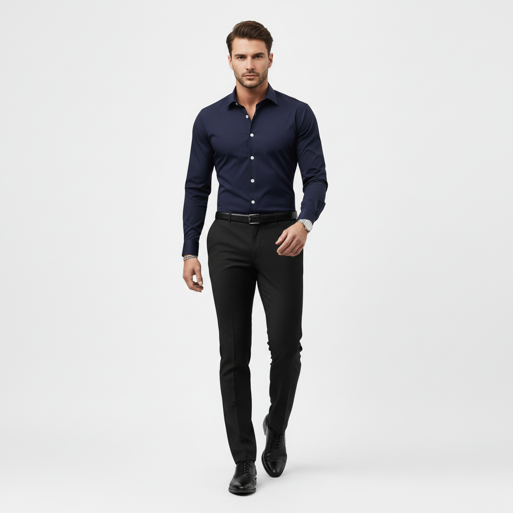 Slim fit långärmad skjorta för män