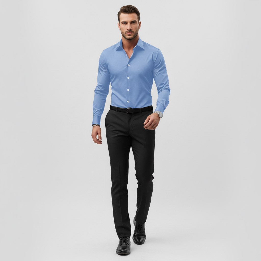 Slim fit långärmad skjorta för män