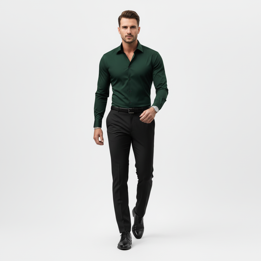 Slim fit långärmad skjorta för män