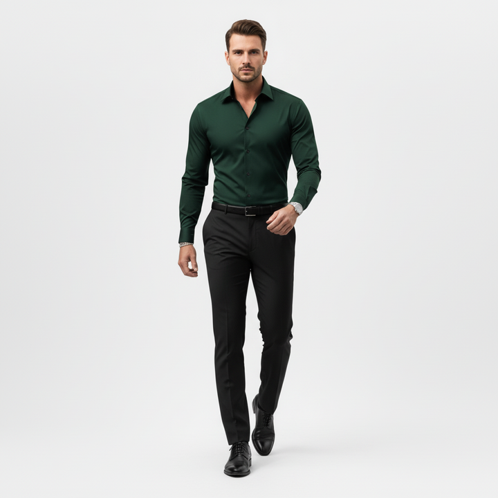 Slim fit långärmad skjorta för män