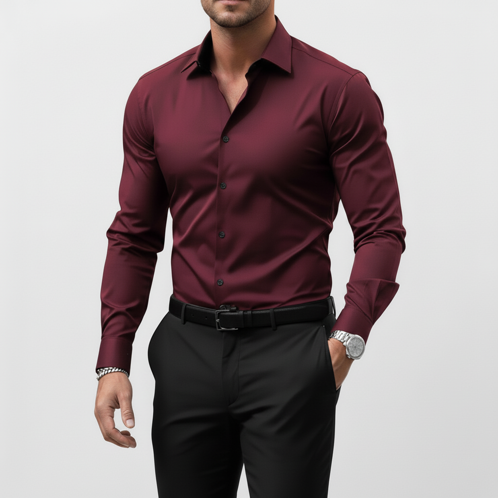 Slim fit långärmad skjorta för män