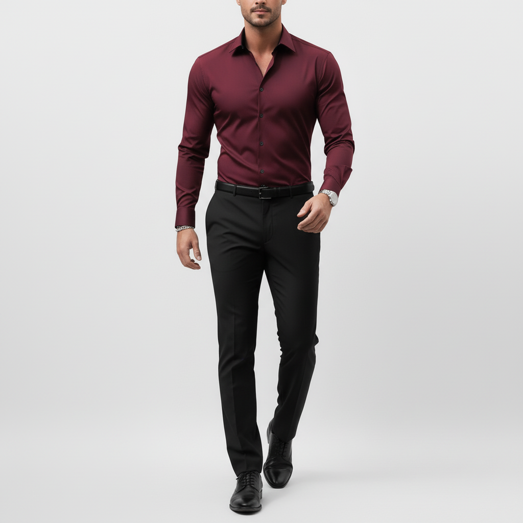 Slim fit långärmad skjorta för män