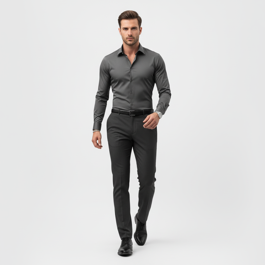 Slim fit långärmad skjorta för män