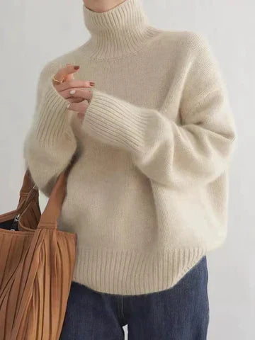 Sigrid | Stickad tröja dam oversized med polokrage