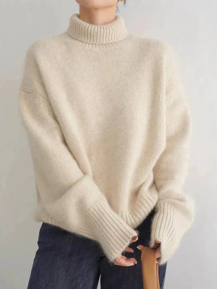 Sigrid | Stickad tröja dam oversized med polokrage