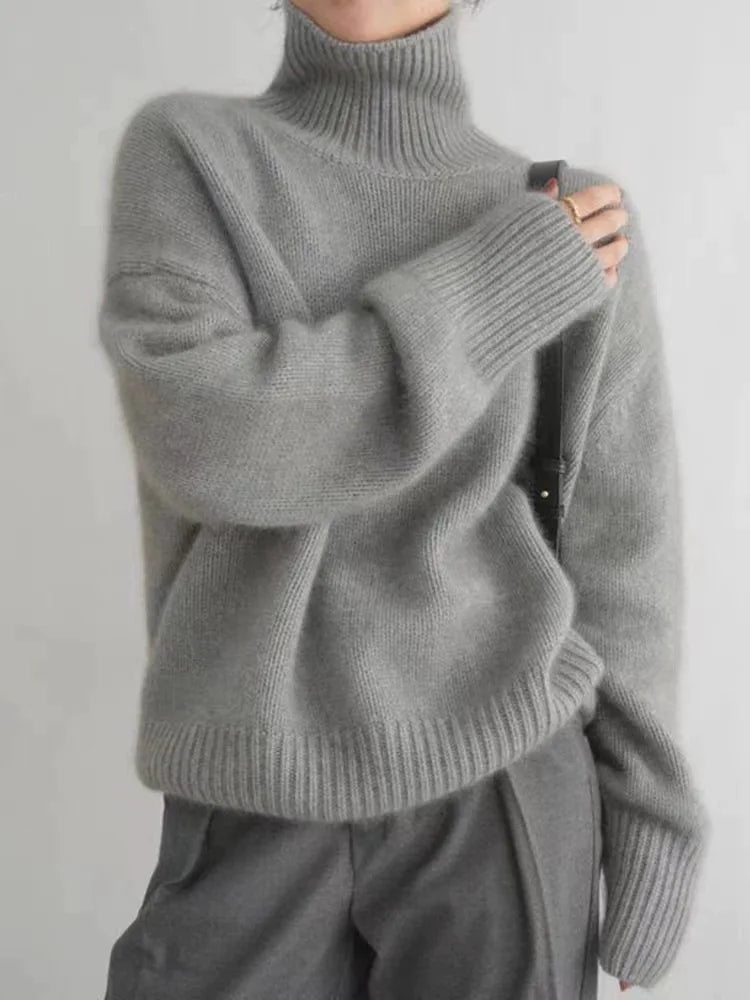 Sigrid | Stickad tröja dam oversized med polokrage