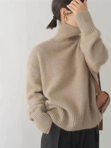 Sigrid | Stickad tröja dam oversized med polokrage