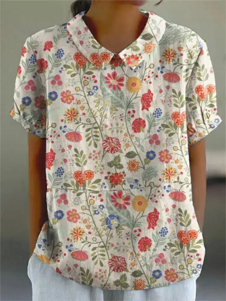 Damblus med vintage-motiv och blommigt tryck