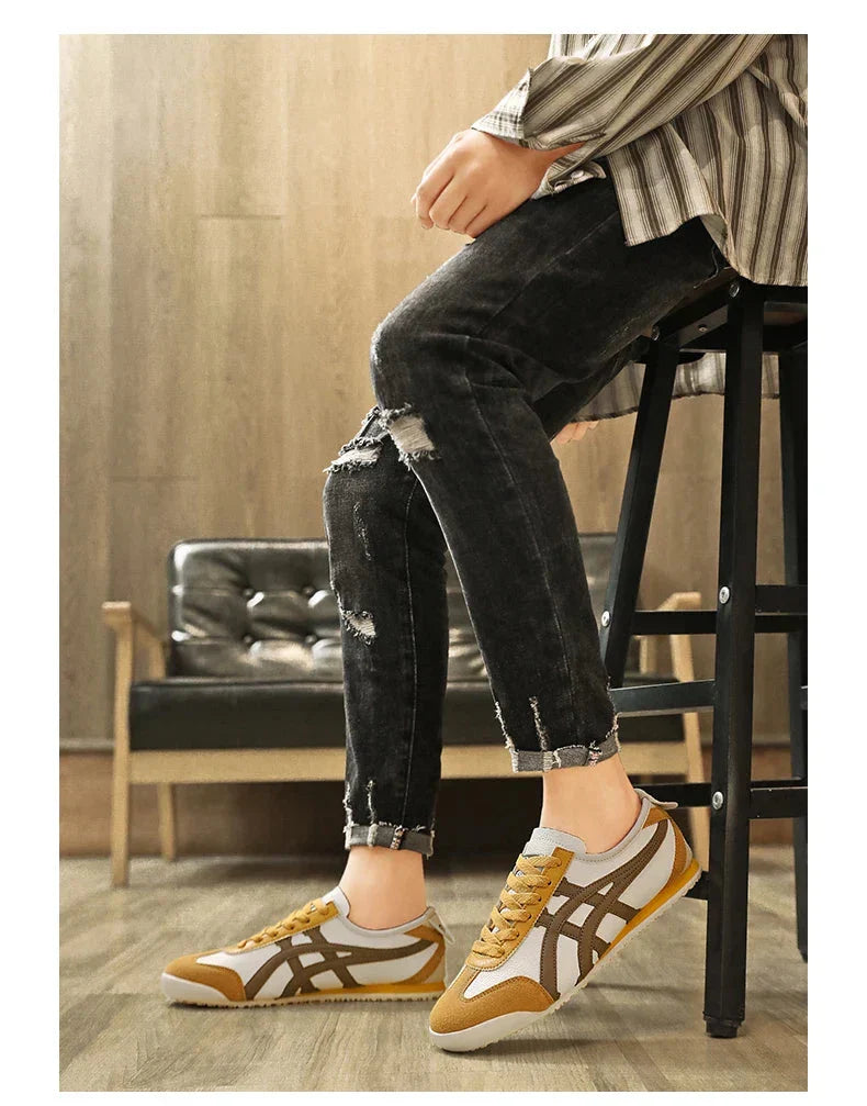Hampus | Sneakers Herr retro med mockadetaljer