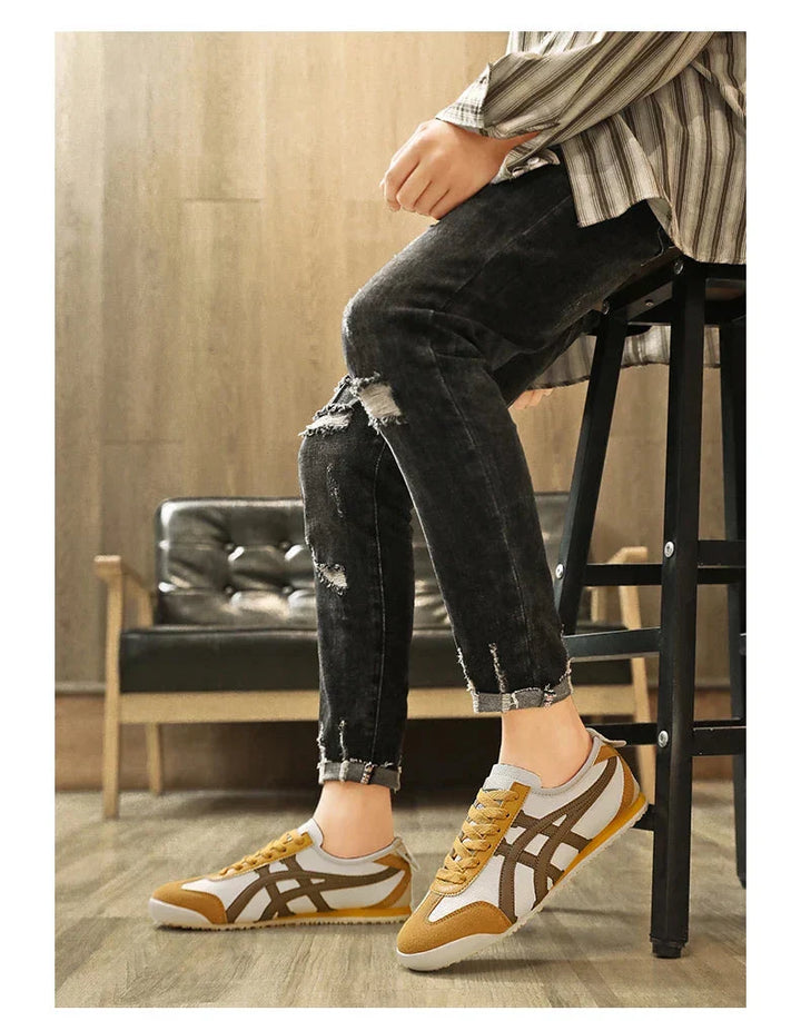 Hampus | Sneakers Herr retro med mockadetaljer