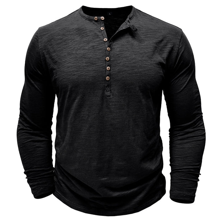 Klassisk långärmad henley-t-shirt för män