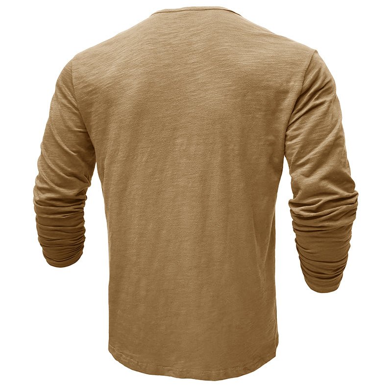 Klassisk långärmad henley-t-shirt för män