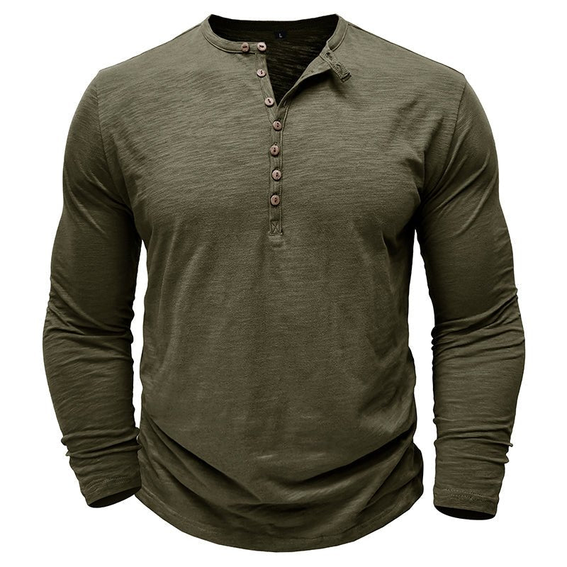 Klassisk långärmad henley-t-shirt för män