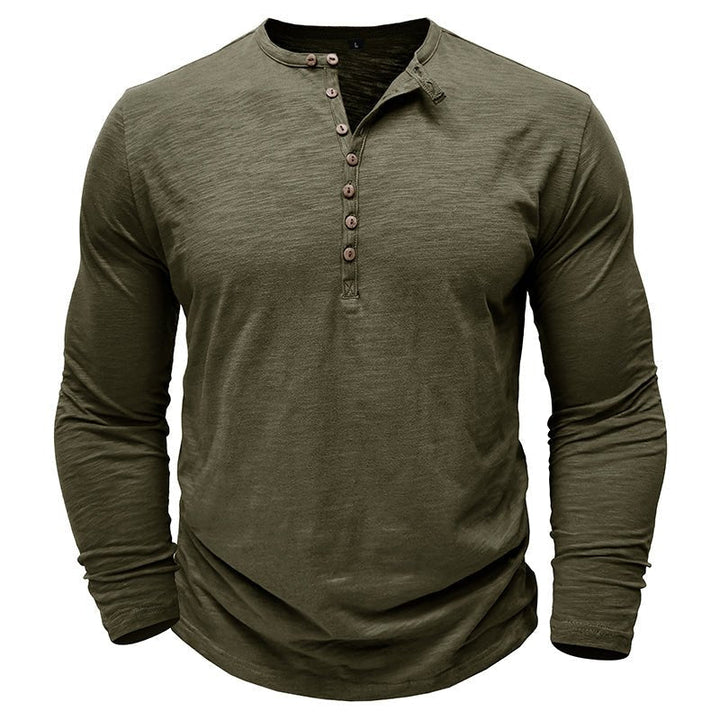 Klassisk långärmad henley-t-shirt för män