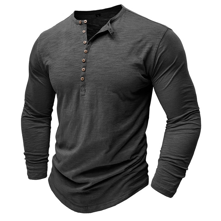 Klassisk långärmad henley-t-shirt för män