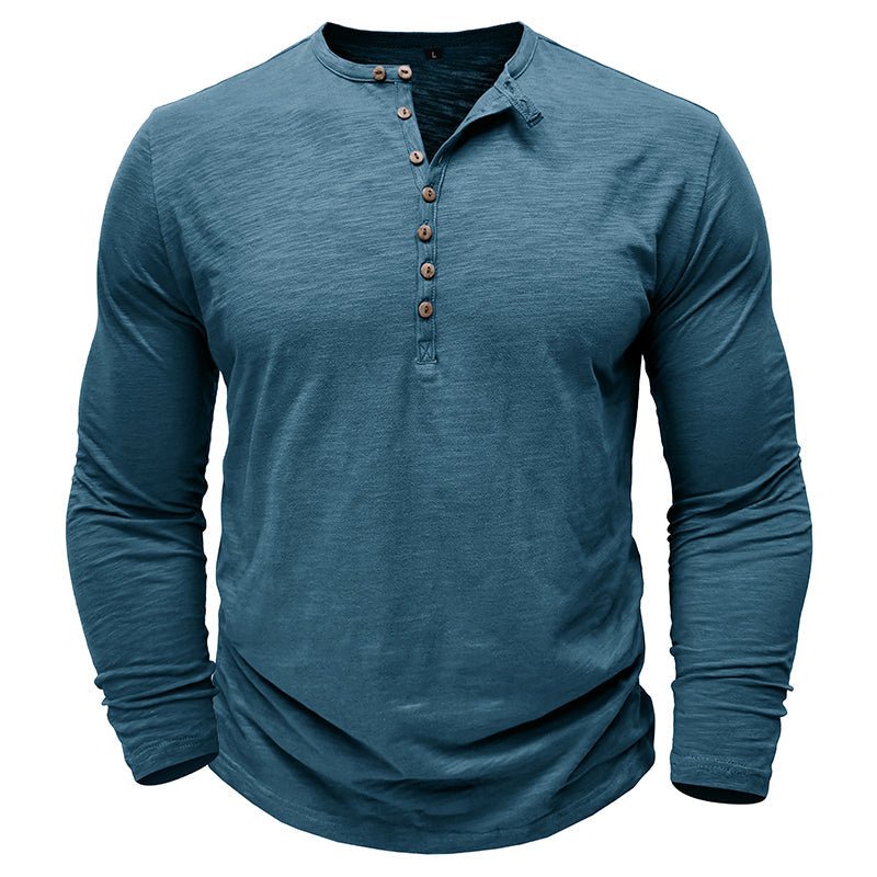 Klassisk långärmad henley-t-shirt för män