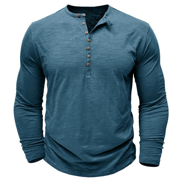 Klassisk långärmad henley-t-shirt för män