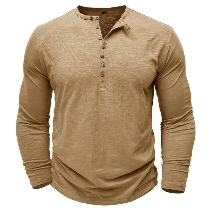 Klassisk långärmad henley-t-shirt för män