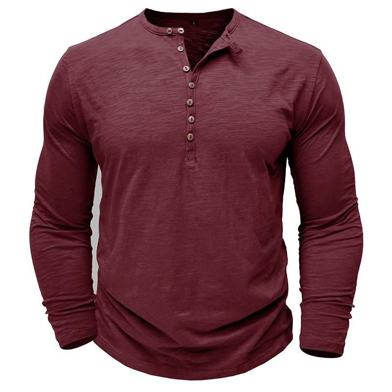 Klassisk långärmad henley-t-shirt för män