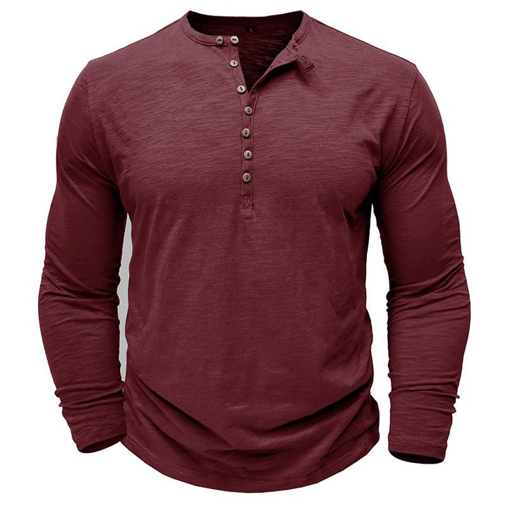 Klassisk långärmad henley-t-shirt för män