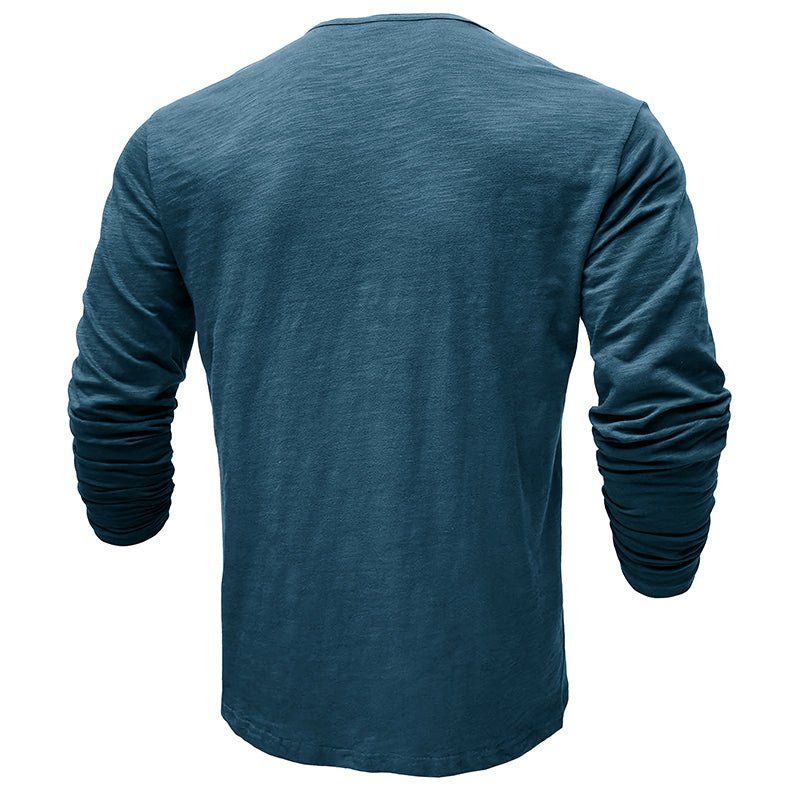 Klassisk långärmad henley-t-shirt för män