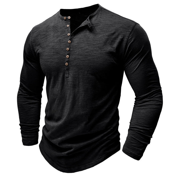 Klassisk långärmad henley-t-shirt för män