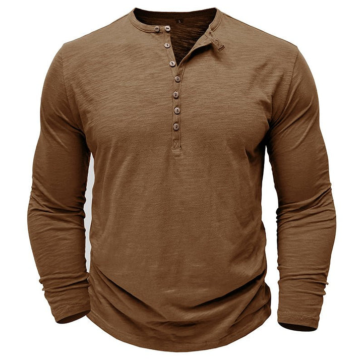 Klassisk långärmad henley-t-shirt för män