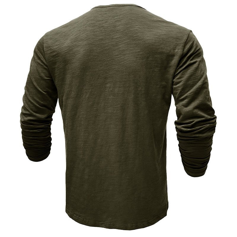 Klassisk långärmad henley-t-shirt för män