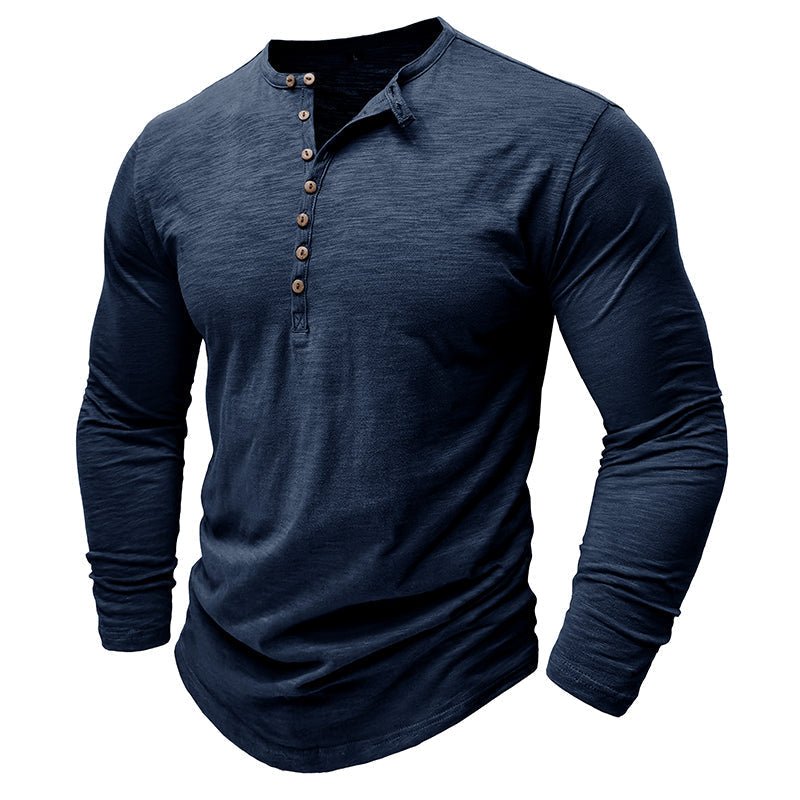 Klassisk långärmad henley-t-shirt för män