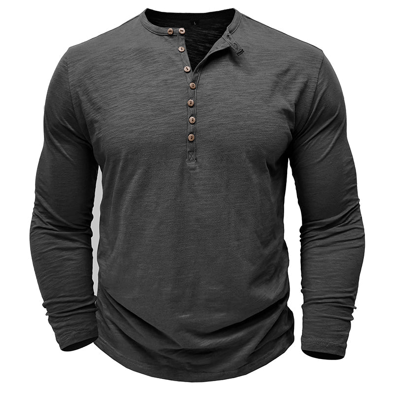Klassisk långärmad henley-t-shirt för män