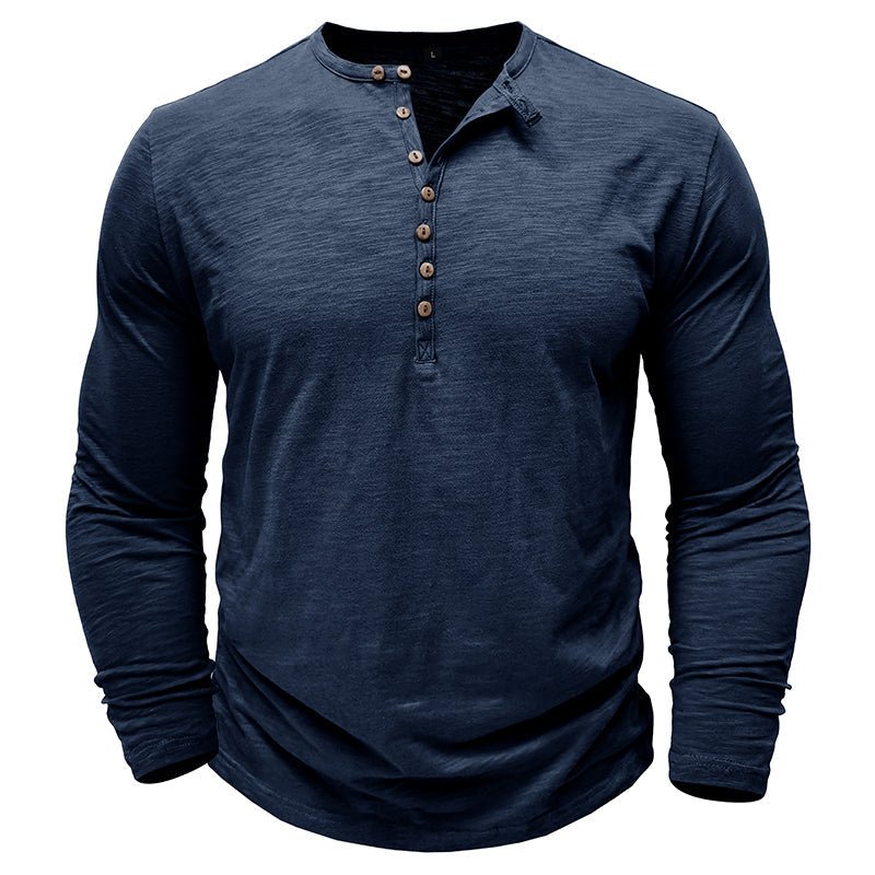 Klassisk långärmad henley-t-shirt för män
