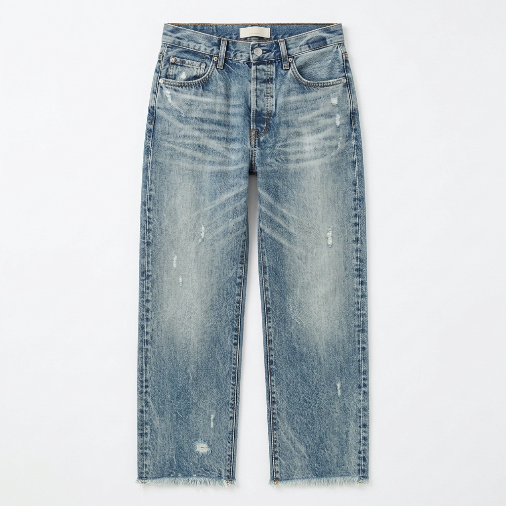 Raka, korta jeans med fransar för dam