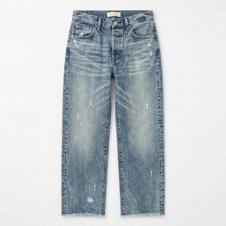 Raka, korta jeans med fransar för dam