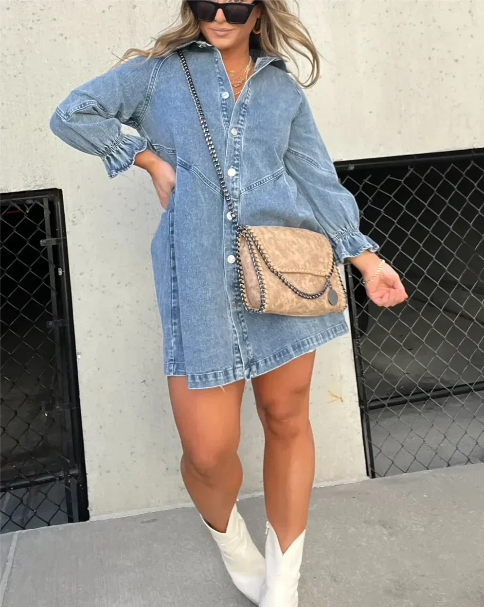 Damklänning i denim med knappar