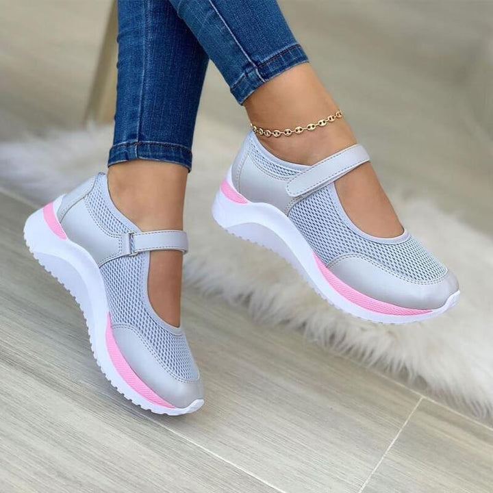 Ortopediska sneakers med kardborreband för dam, andningsbara