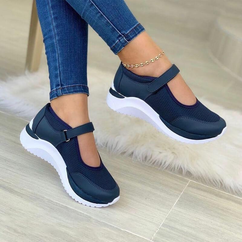 Ortopediska sneakers med kardborreband för dam, andningsbara