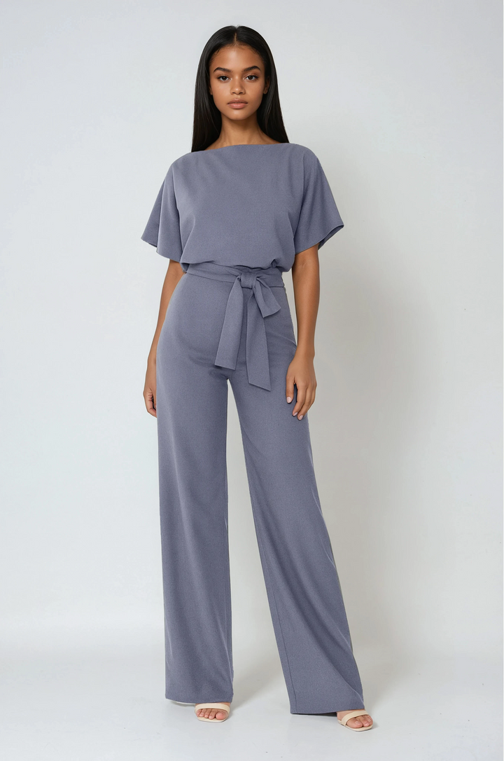 Jumpsuit med vida ben och knytband för kvinnor