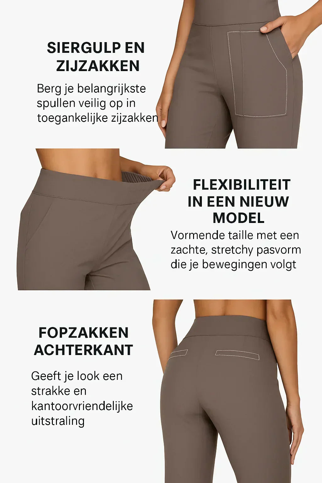 Raka jerseybyxor med fickor för damer