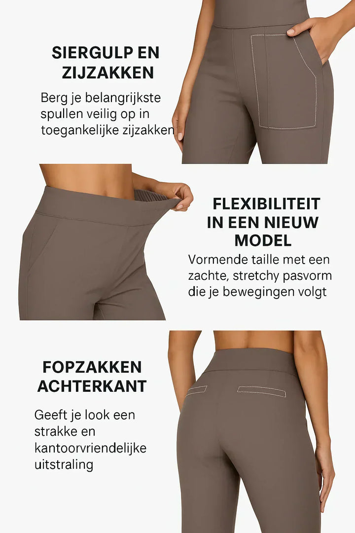 Raka jerseybyxor med fickor för damer